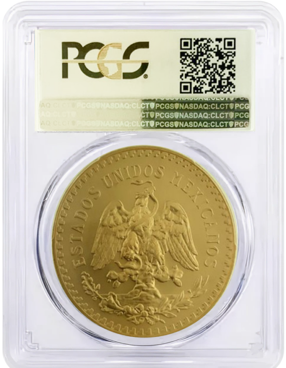 1947 Mexico Gold 50 Pesos (New Die Restrike) MS69 PCGS - Image 2