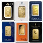 1 oz Gold Bar - Brand Varies .9999 (Carded)
