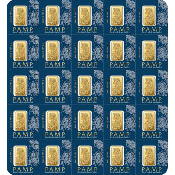 25 x 1 g Gold Bar - PAMP Multigram Gold Bar (Carded)